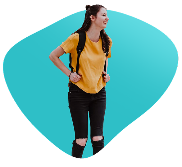 Young woman with backpack